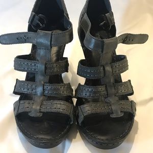 Grey leather sandals